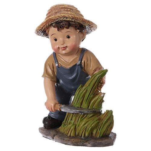 Estatua campesino con hoz belén línea niño 9 cm 2