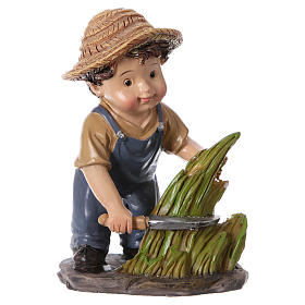 Statuina contadino con falce presepe linea bambino 9 cm