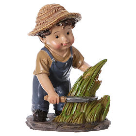 Farmer figurine with sickle, 9 cm kids nativity set