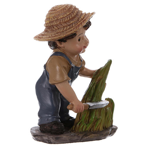 Farmer figurine with sickle, 9 cm kids nativity set 3