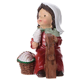 Figura fiandeira com lã para presépio linha criança com figuras de 9 cm de altura média