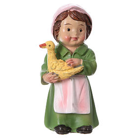 Shepherdess statue with duckling, for 9 cm kids nativity set