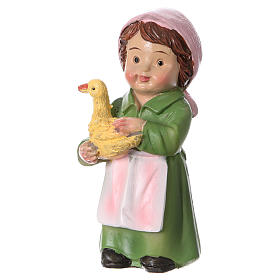 Shepherdess statue with duckling, for 9 cm kids nativity set