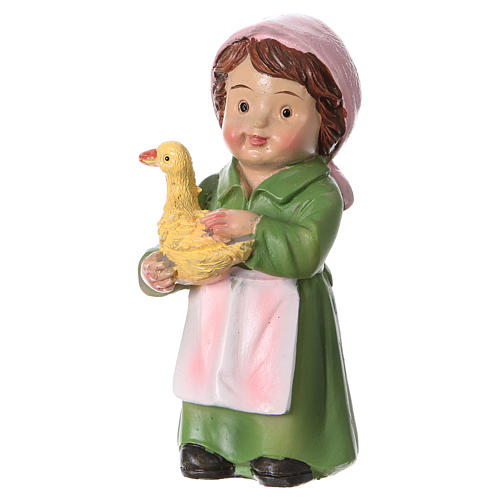 Shepherdess statue with duckling, for 9 cm kids nativity set 2