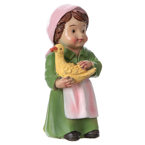 Shepherdess statue with duckling, for 9 cm kids nativity set 3