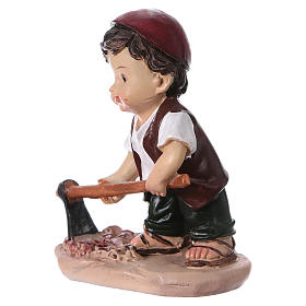 Statuina pastore con piccone per presepi linea bambino 9 cm