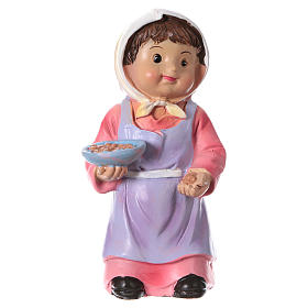 Statuina contadina con grano per presepi linea bambino di 9 cm