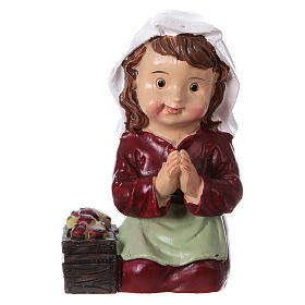 Girl farmer with prayer statue, for 9 cm kids nativity set