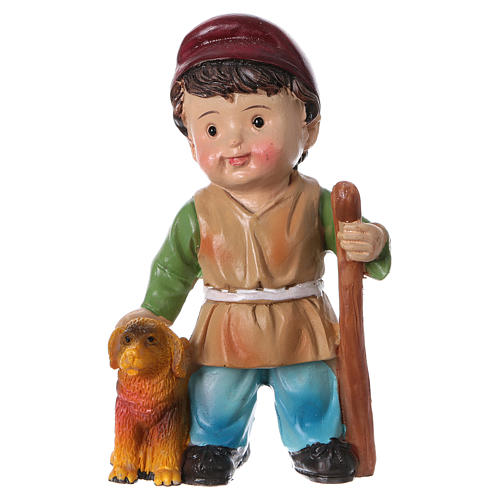 Shepherd figurine with dog, for 9 cm kids nativity set 1