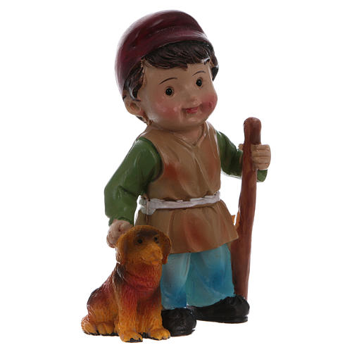 Shepherd figurine with dog, for 9 cm kids nativity set 3
