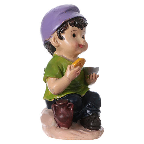 Krippenfigur Junge beim Essen, Linie Bambini, für 9 cm Krippe 3