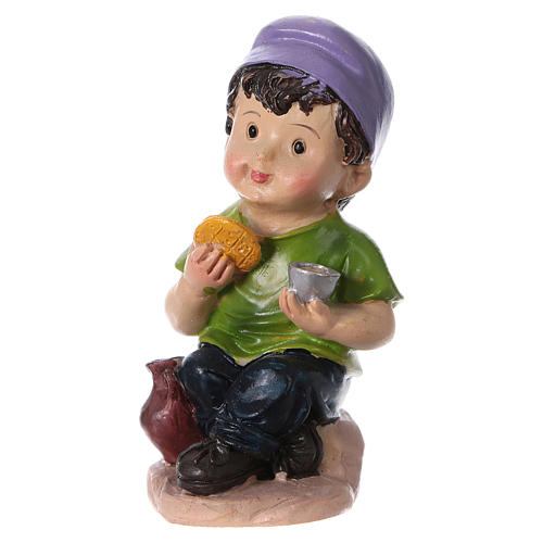 Boy eating statue, for 9 cm kids nativity set 2