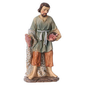 Resin fisherman figurine for Nativity scenes 15cm