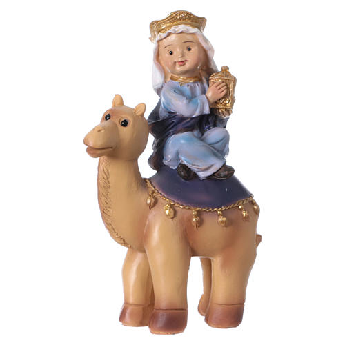 Three Kings figurines on camel, 15 cm kids nativity set 2