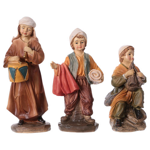 Set of 3 children in resin Nativity scene 15 cm children's line 1