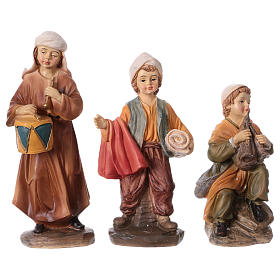 3 children set in resin, 15 cm kids nativity set
