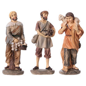 Set 3 pastori per presepe 15 cm resina