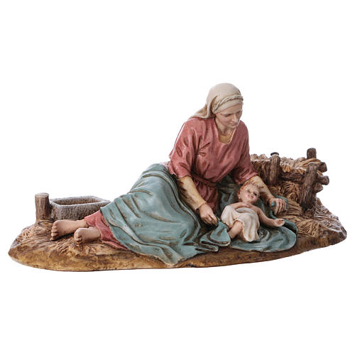 Laying Mary with Baby Jesus in resin, Moranduzzo 15 cm 2