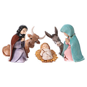 Krippenfiguren Geburt Christi, Set zu 5 Figuren, Linie Bambini, für 7 cm Krippe von Moranduzzo