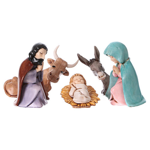 Krippenfiguren Geburt Christi, Set zu 5 Figuren, Linie Bambini, für 7 cm Krippe von Moranduzzo 1
