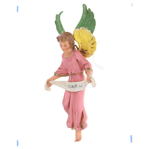 Angelo Gloria Fontanini Per Presepe – 9,5 Cm – Fatto In Italia, Dipinto A Mano – PVC, Colore Rosa