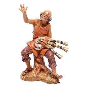 Pastore seduto con zampogna presepe Fontanini cm 10 
