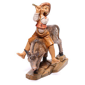 Pastore su asino presepe Fontanini 12 cm
