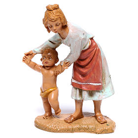 Bergère avec enfant qui marche crèche Fontanini 10 cm