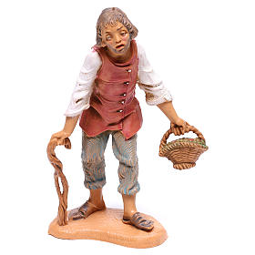 Pastor com bastão e cesta para presépio Fontanini com figuras de 10 cm de altura média