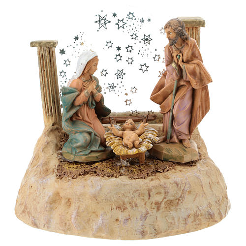 STOCK Narodziny Jezusa z żywicy z pozytywką szopka Fontanini 17 cm 1