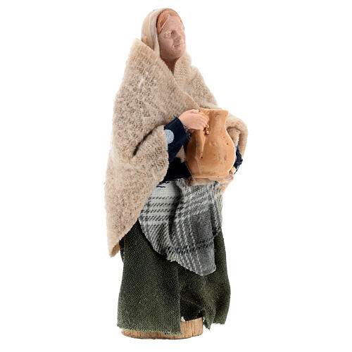 Woman with pitcher in terracotta and plastic, 12 cm nativity 3