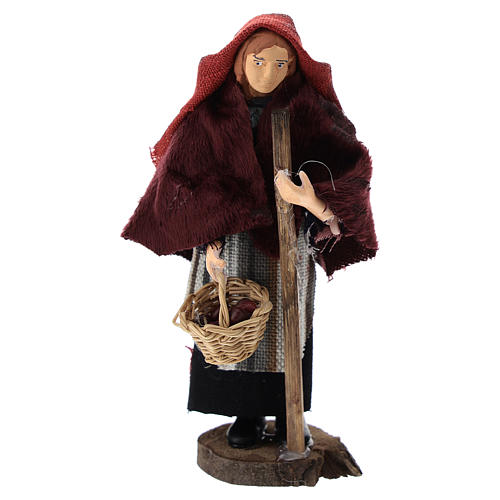 Femme avec panier terre cuite et plastique crèche de 12 cm 1