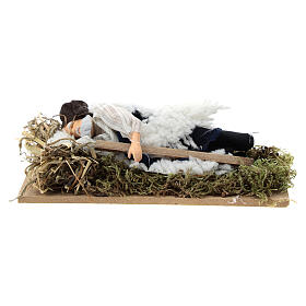 Sleeping man in terracotta and plastic, for 12 cm nativity