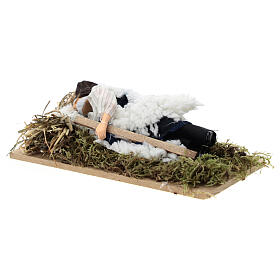 Sleeping man in terracotta and plastic, for 12 cm nativity