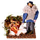 Shepherd at a fire with lights terracotta and plastic, 12 cm nativity s1