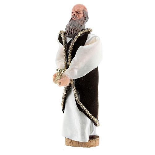 Statue of white king for Nativity scenes of 12 cm in terracotta and plastic 2