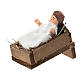 Statue of a baby with a cradle for Nativity scenes of 12 cm in terracotta and plastic s2