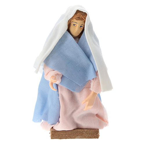 Statue of the Virgin Mary for Nativity scenes of 12 cm in terracotta and plastic 1
