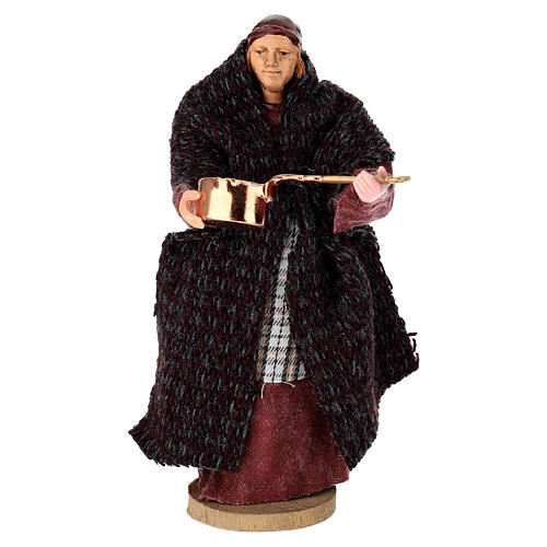 Donna con pentola terracotta e plastica presepe di 12 cm 1