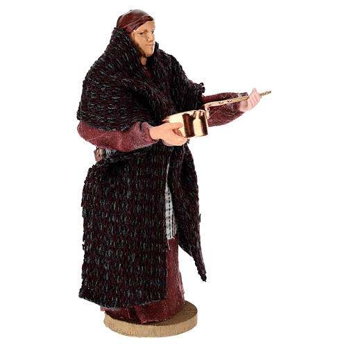 Donna con pentola terracotta e plastica presepe di 12 cm 3