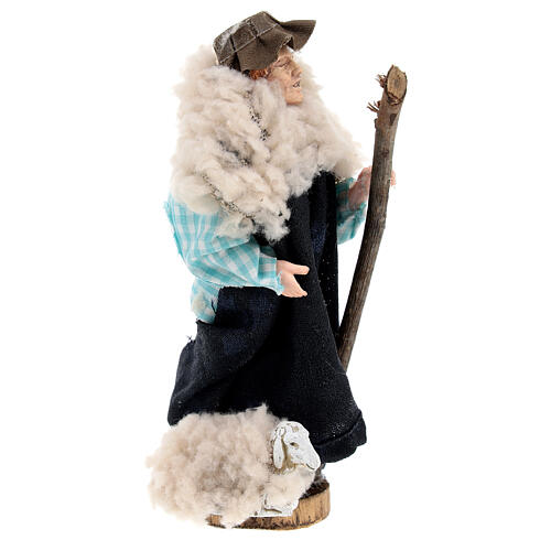 Pastor bastón oveja terracota y plástico belén 12 cm 3