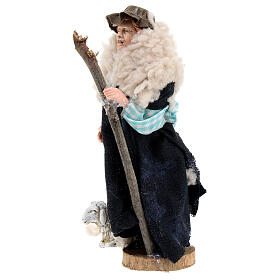 Shepherd with stick and sheep in terracotta and plastic, 12 cm nativity