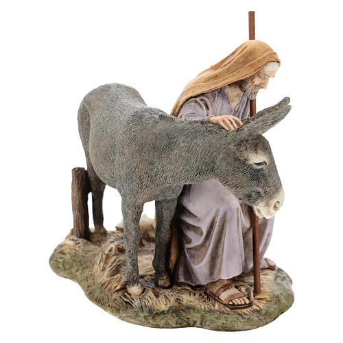Saint Joseph avec âne Moranduzzo pour crèche de 15 cm 4