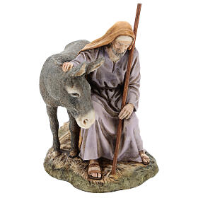 Święty Józef z osiołkiem Moranduzzo, do szopki 15 cm