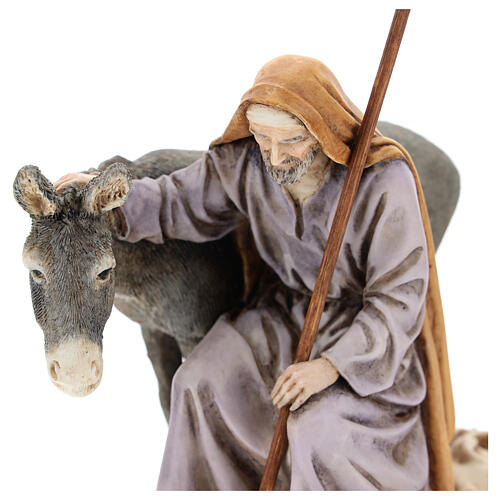 Święty Józef z osiołkiem Moranduzzo, do szopki 15 cm 2