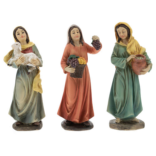 Pastorelle resina per presepe di 15 cm set di 3 pz 1