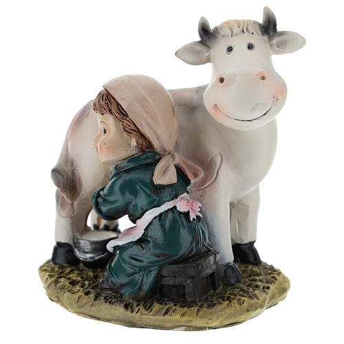 Milkmaid in resin, modern 9 cm nativity 3