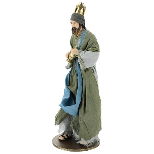 Three Wise Men in resin with green and grey clothes 40 cm 4