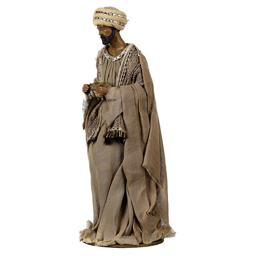 Three Wise Men 40 cm Shabby Chic style in resin and tempera with clothes made of beige gauze 5