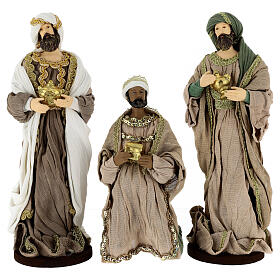 Drei Heilige Könige Terrakotta und Stoff 30cm Shabby Chic